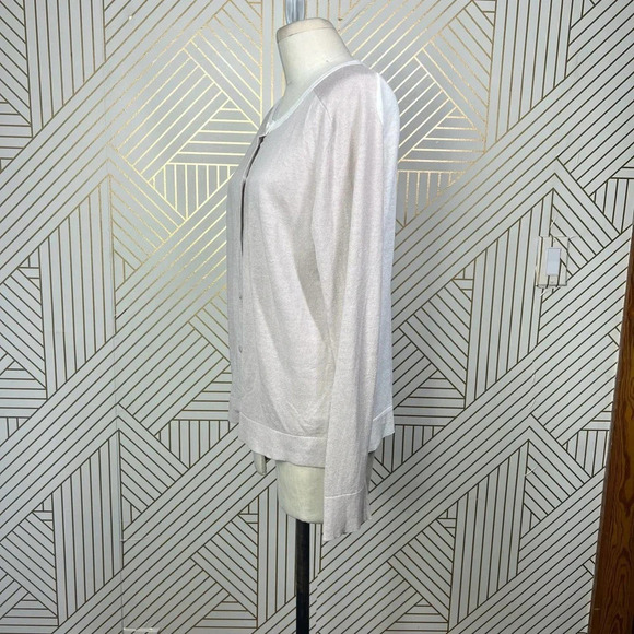 Akris Punto Cardigan Sweater Linen-BlendContrast Light Taupe Cream Size US 10 - Picture 8 of 12